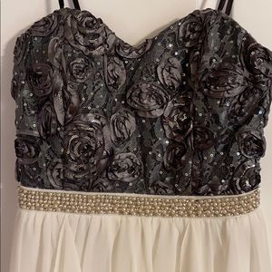 White and Gray High Low Dress